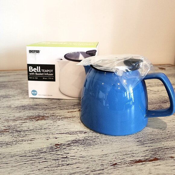Bell Teapot with Basket Infuser - 26 oz. New! - Marine Blue - Picture 1 of 3